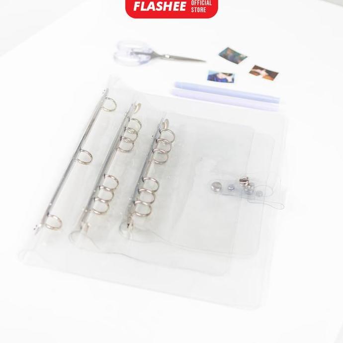 Flashee Binder PC Kpop Cello Binder Transparan A4 3 ring A5 6 ring A6 6 ring untuk Binder Plastik Ph