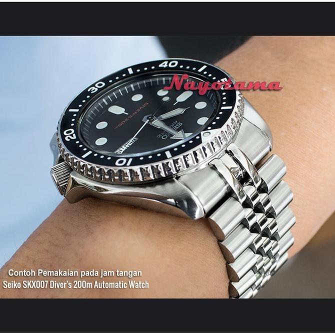 22mm Miltat Super-J Louis JUB Rantai Super Jubilee untuk Jam Tangan Seiko SKX007 dengan V-Clasp