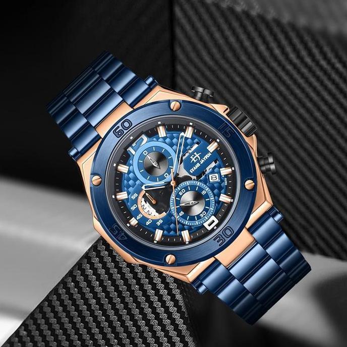 Orologio- Evans Jayden Jam Tangan Pria Ej 9839 Rantai Stainless Steel Chronograph Kaca Sapphire Ter 