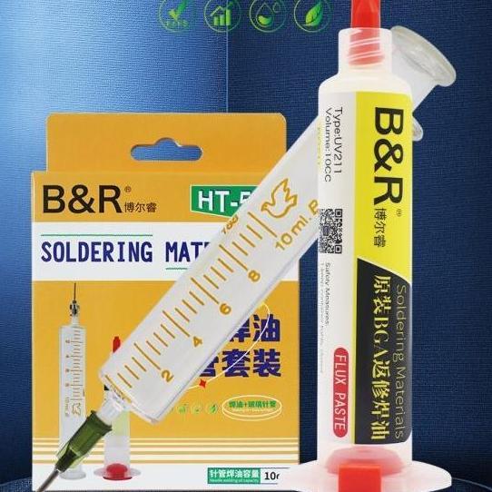 Promo Flux B&R HT-553 10cc + Sunti Kaca BGA REPAIR FLUX PASTE & GLASS TUBE KIT Diskon
