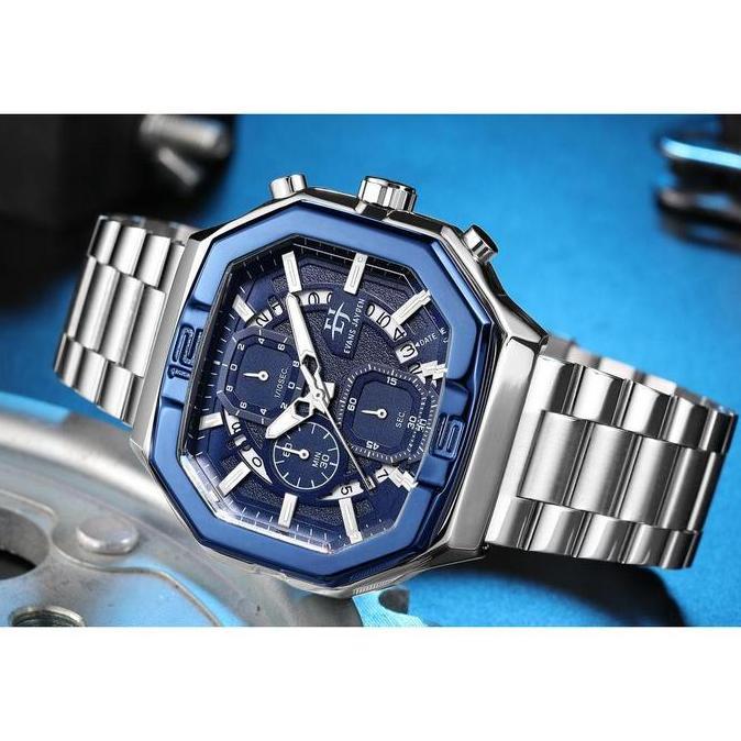Orologio- Evans Jayden Jam Tangan Pria Ej 9464 Rantai Stainless Steel Chronograph Kaca Sapphire Ter 