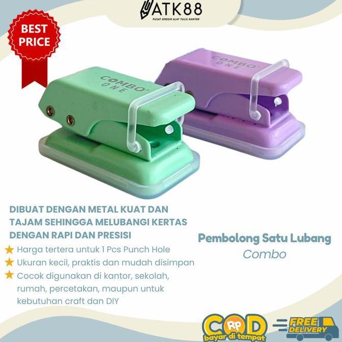 Best Seller Pembolong Kertas Satu Lubang Combo CB-PP Combo  - One Hole Punch untuk Kertas Dokumen Be