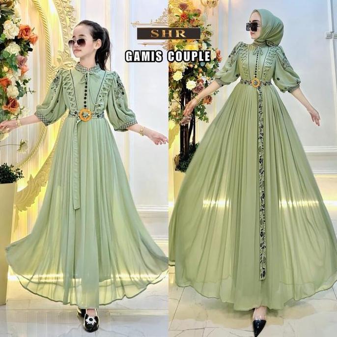 Heys- Ready Shr Maxydress Couple Mom&Kids Bordir Super Cantik