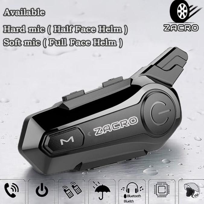 ZACRO E1 Intercom helm Bluetooth 5.0 FM Radio intercom dua arah