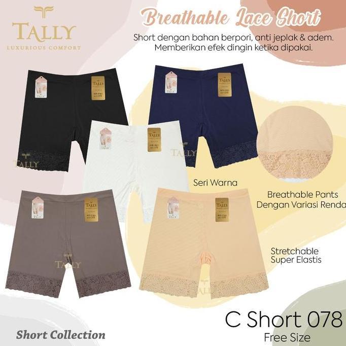 Short Pants Oversize Tally 078 Xxxl Kaki Brukat/Hot Pants Oversize Berpori / Boxer Wanita Jumbo Xxxl