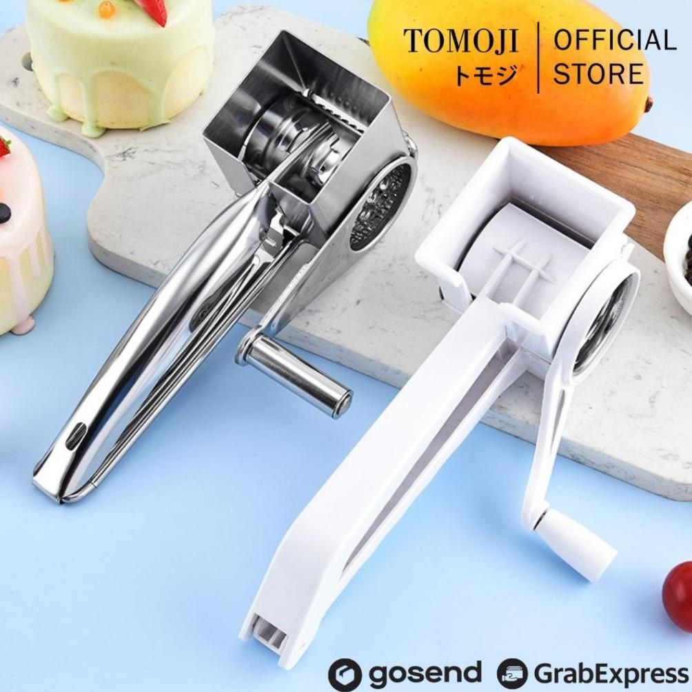 Tomoji Cheese Grater Handheld Grinder - Parutan Keju Manual Putar Stainless Steel Dan Plastik Alat P