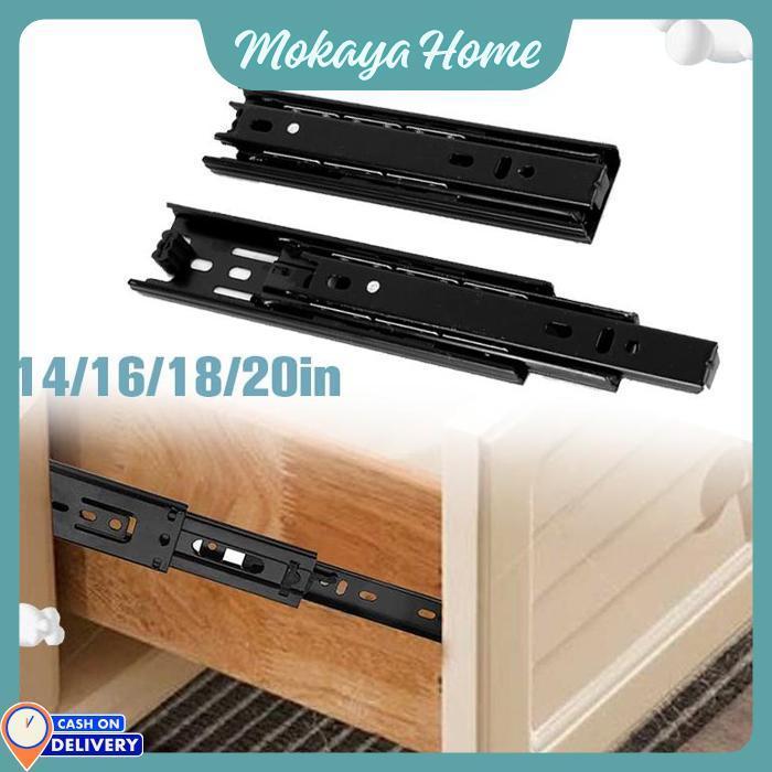Mokaya Home - Isi 2 Rel Laci Hitam Rel Laci Slow Motion Rel Laci Soft Closing 35 40 45 50 Cm Rel Lac