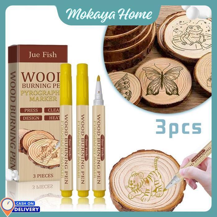 Mokaya Home - 3pcs Pyrography Wood Burning Pen Alat Gambar Bakar Kayu Alat Lukis Bakar Kayu Pyrograp