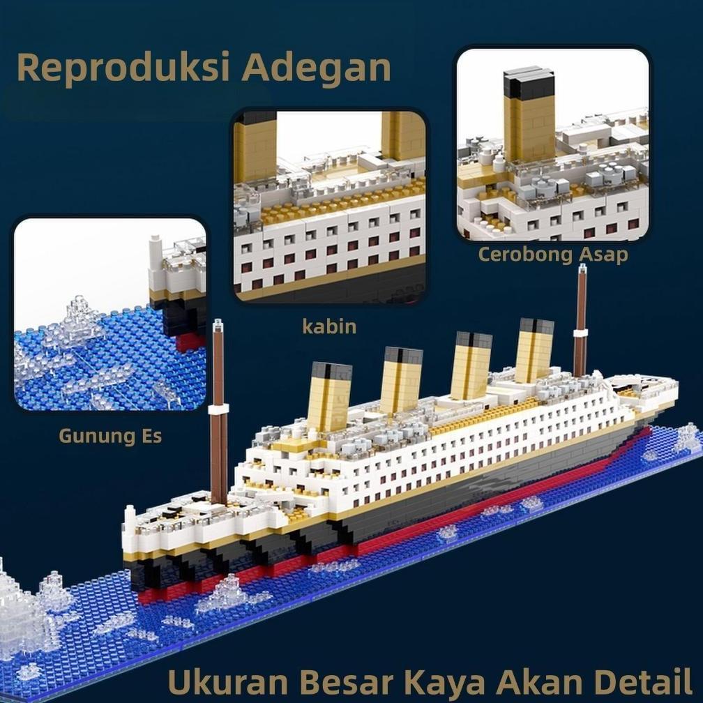 BEST DEALS Lele Toys 1878PCS Blok Bata Mini Model Kapal Pesiar Titanic Model Kapal Pesiar DIY Mainan