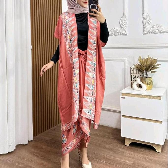 setelan outer batik rok lilit rayon premium