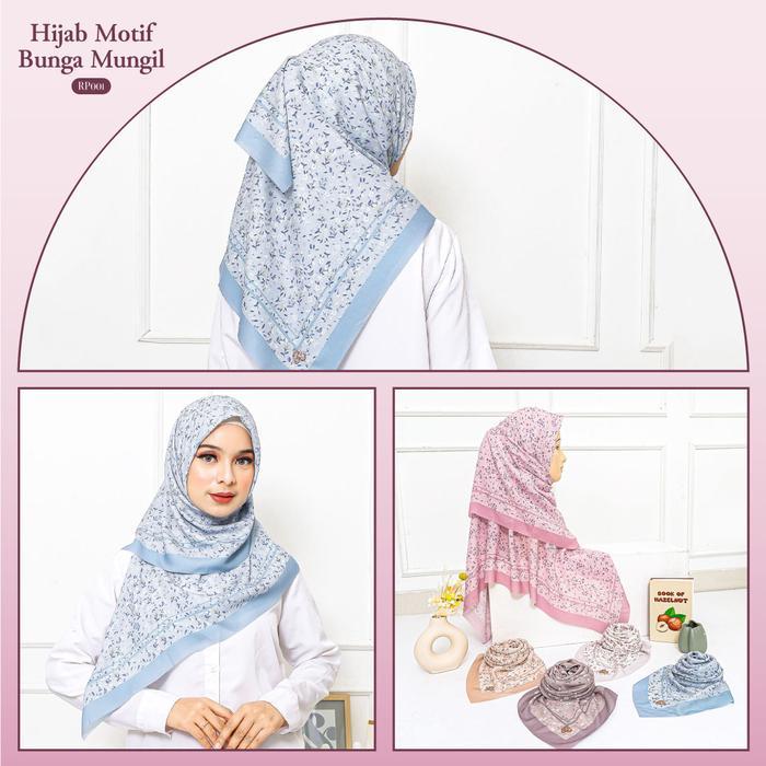 HIJAB SEGI EMPAT MOTIF BUNGA FLORA DAN KLASIK BUNDLING 3 PCS - RP001, RP008 - SAGE,HITAM,SOFT ARMY