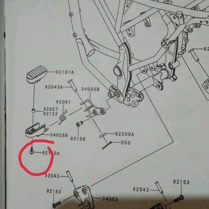 BAUT KARET FOOTSTEP FOOT STEP FUSTEP DEPAN KLX 150 ORII DISKON