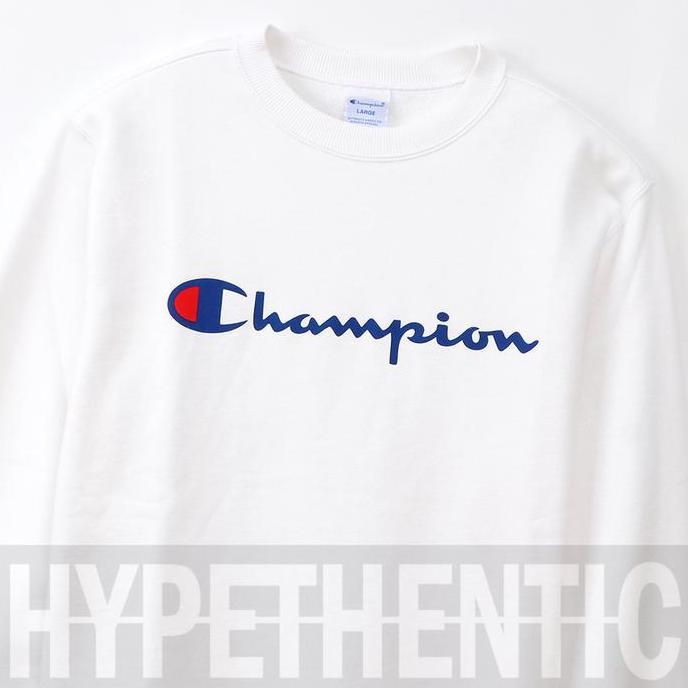 Champion Men Sweatshirt Script Crewneck White / Sweater Putih