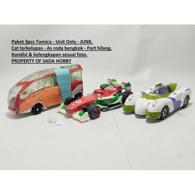 PAKET DIECAST 3PCS TOMICA RIKUKAIKUU CARS FRANSESCO BERNOULLI BUZZ LIGHTYEAR UNIT ONLY JUNK SHOBBY