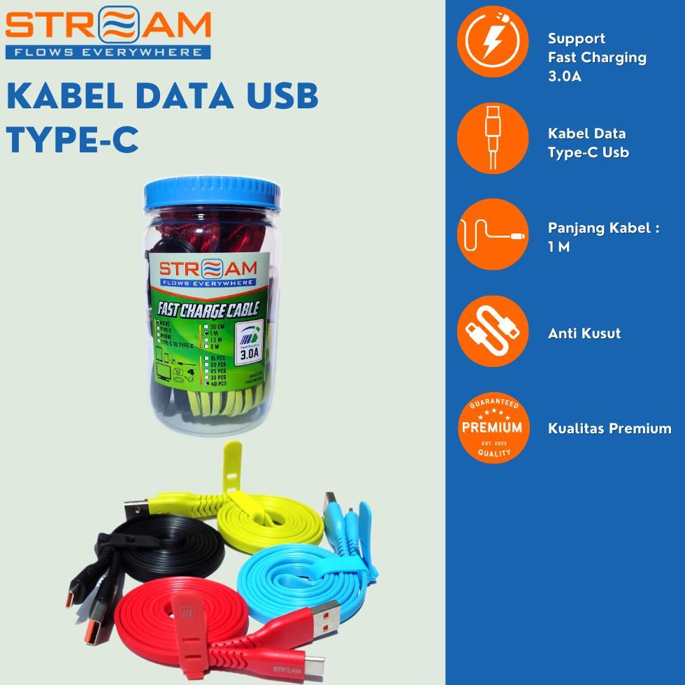 Favorit Kabel Data Fast Charging / Kabel Charger Type-C Merk Stream 1 Meter 2 Meter 3A Fast Charging