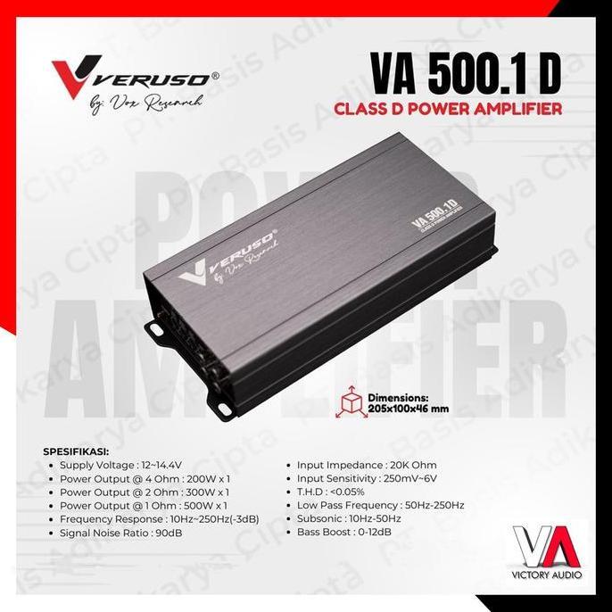 Promo Power Amplifier Monoblock Audio Mobil VERUSO VA 500.1D VA500.1D 1 Channel Class D Compact Powe