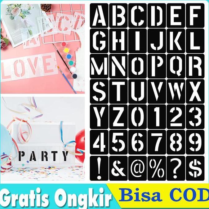 SANDGO Stencil Angka & Huruf Cetakan Cat Semprot Plastik Lettering Stencil