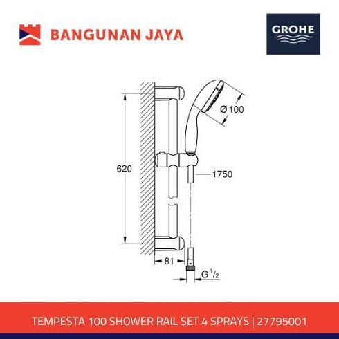 Grohe Tempesta 100 Shower Tiang Set | 27795001