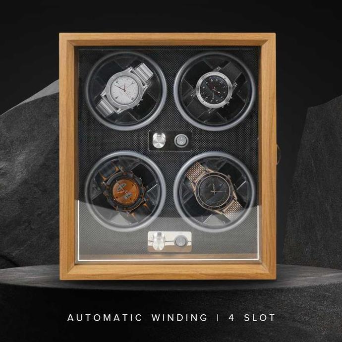 VIRALL AUTOMATIC WATCH BOX WINDER LEMARI TEMPAT JAM TANGAN OTOMATIS 4 SLOT *