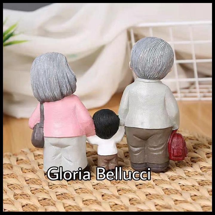 Best Seller Patung Pajangan Kakek Nenek Cucu Grandpa Oma Hiasan Rumah Anniversary