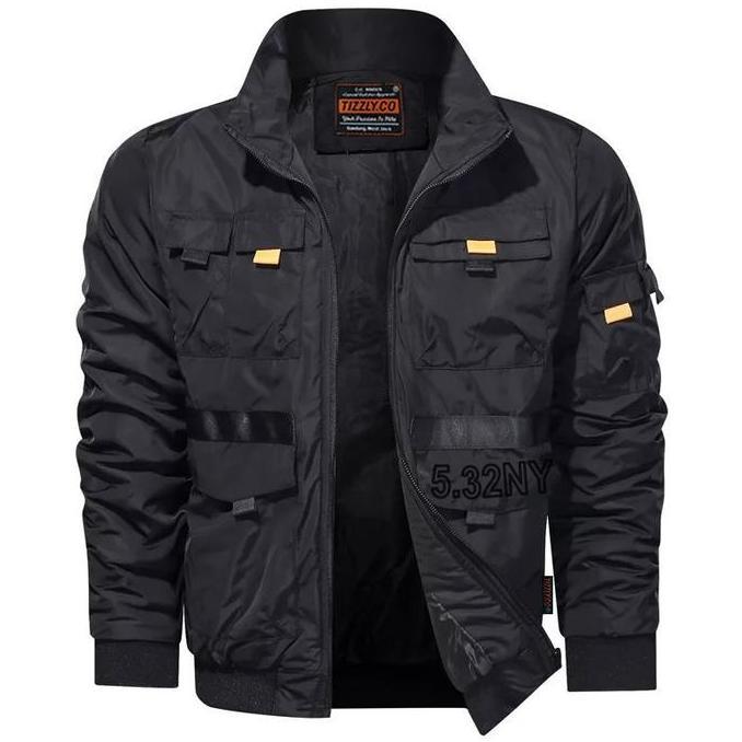 Tizzly - Harrington PIlot Black, Bomber Jaket Keren Lembut Tebal Pria Nyaman Distro Fit Gunung Water