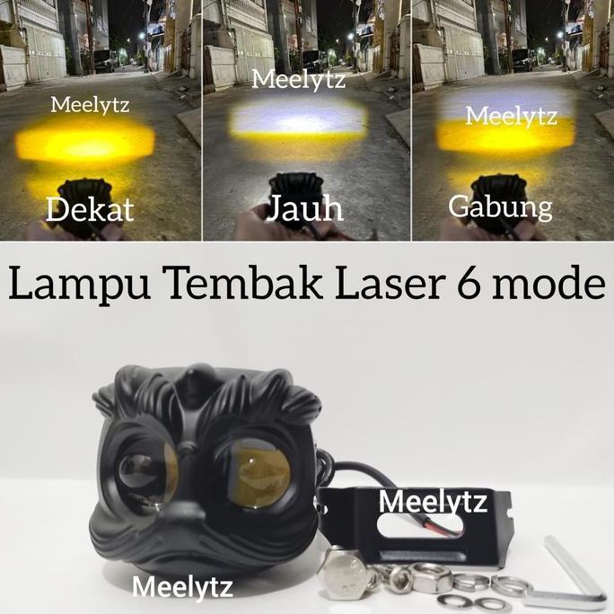 Premium Lampu Tembak Tanduk Led Laser 6 Mode High Low Bahan Full Alumunium U145-Myth