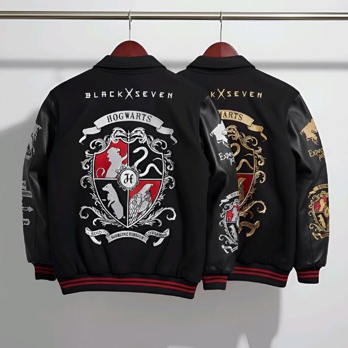 Cool- Varsity Jacket Hogrts Legacy V1 Hitam | Harry Potter Jaket Baseball Bordir Unisex Leather Lemb