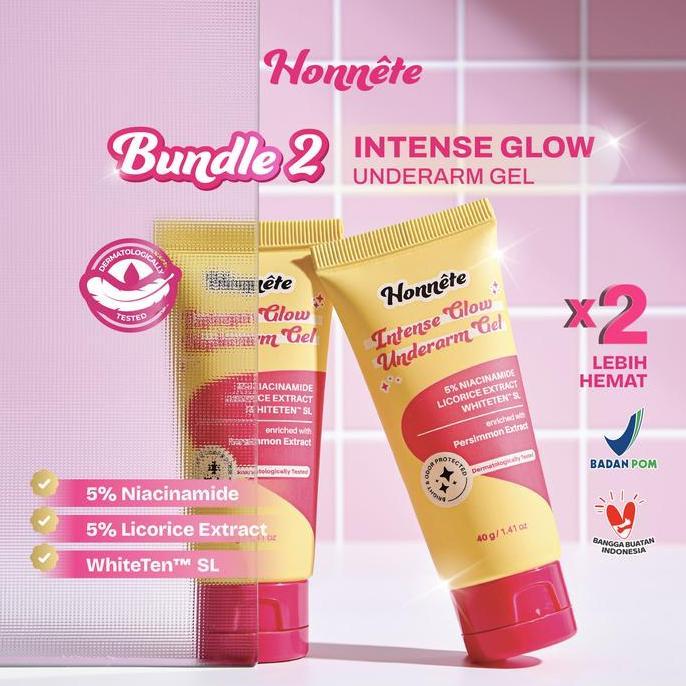[EXCLUSIVE LIVE] 2 Pcs Honnete Intense Glow Underarm Gel Mencerahkan Ketiak & Area Gelap 5% Niacinam