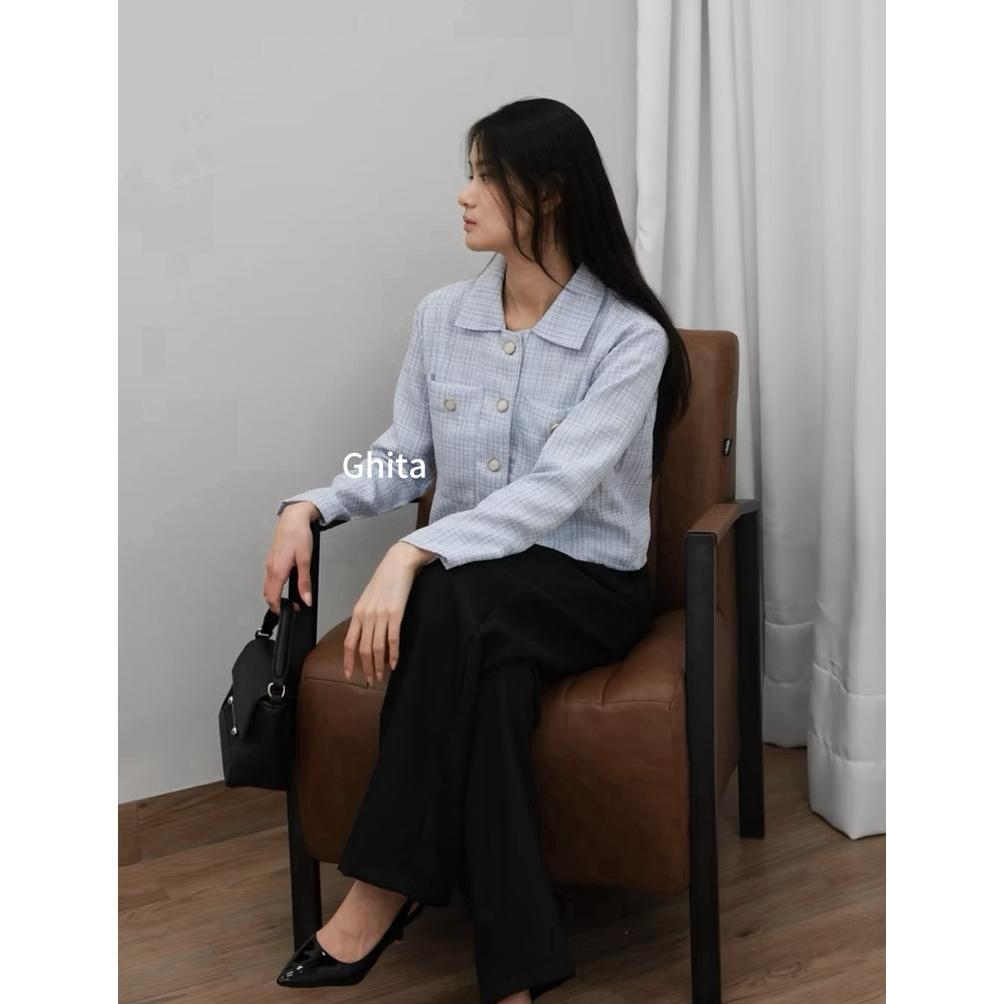 new product ghita id - haerin blazer outer blazer tweed wanita