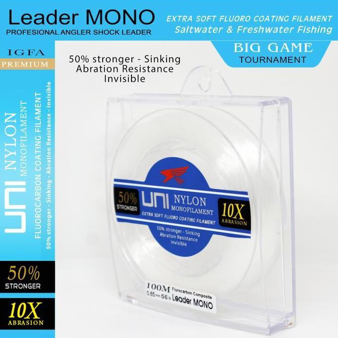 Falcon Senar Leader MONO Uni 100 Meter Extra Soft Fluorocarbon Coating Tahan Gesekan untuk Jigging &