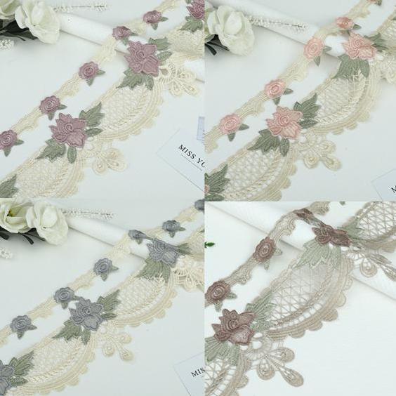 Renda Giper/ Gyper Bordir Besar Mawar Rumbai Alqshop