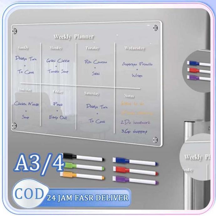 ADX Kalender Akrilik Wall Monthly Planner Custom Dinding Schedule Board Transparan Schedule Board Ma
