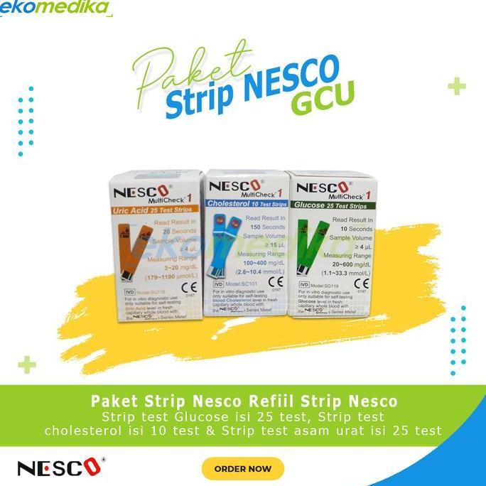 Medikit- Paket Refiil Strip Nesco Gcu Lengkap (Glucose,Cholesterol,Uric Acid)