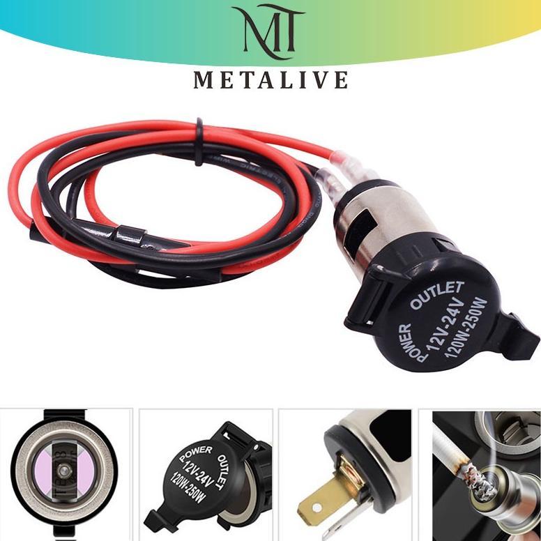 METALIVE Socket Lighter Charger Motor Mobil 12-24V Cigarette Lighter Power/Plug Outlet Set Universal