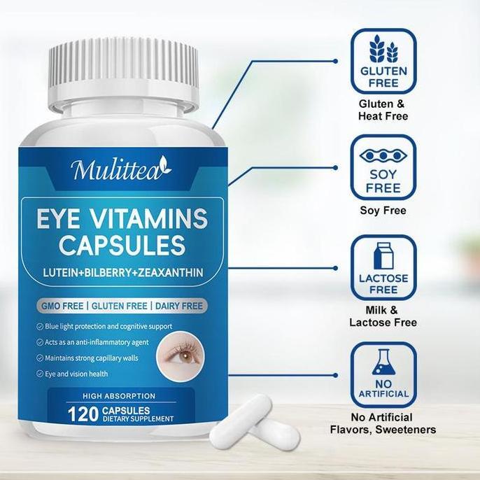 Mulittea EYE VITAMIN CAPSULES Vitamin Mata dengan Lutein, Zeaxanthin, Bilberry