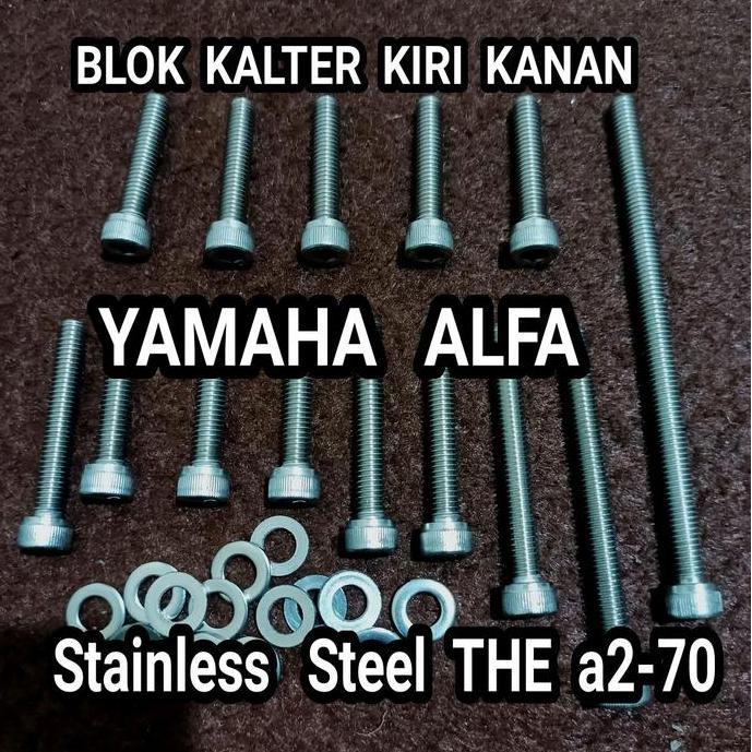 Murad- Baut Bak Blok Mesin Set Yamaha Alfa Stainless L