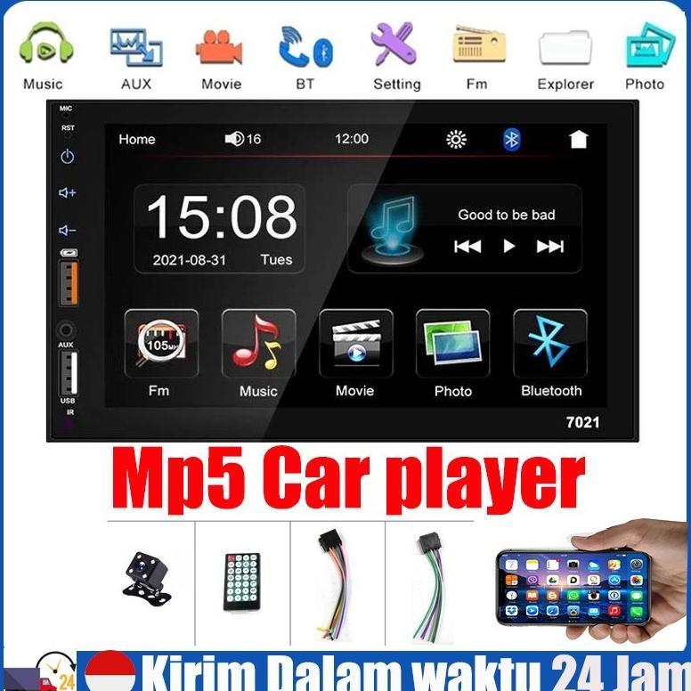 Stok Tersedia - 7 Inch Double Din Head Unit MP5 Player Touch Screen Bluetooth 7021 7018B 7010B