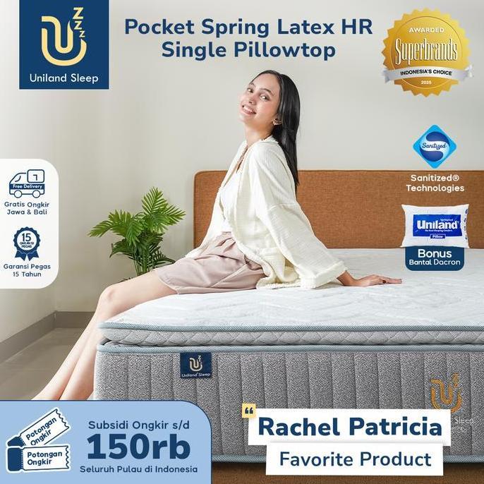 Kasur Pocket Spring Bed Latex Hr Single Pillowtop 30Cm Uniland Sleep