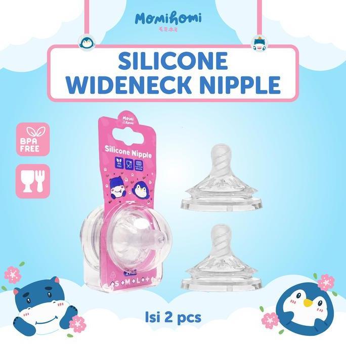 MOMI HOMI Nipple Dot Wide Neck ( 3080 ) Dot Pengganti Botol Anak Bayi 0 - 12+ Month Wide Neck Isi 2 