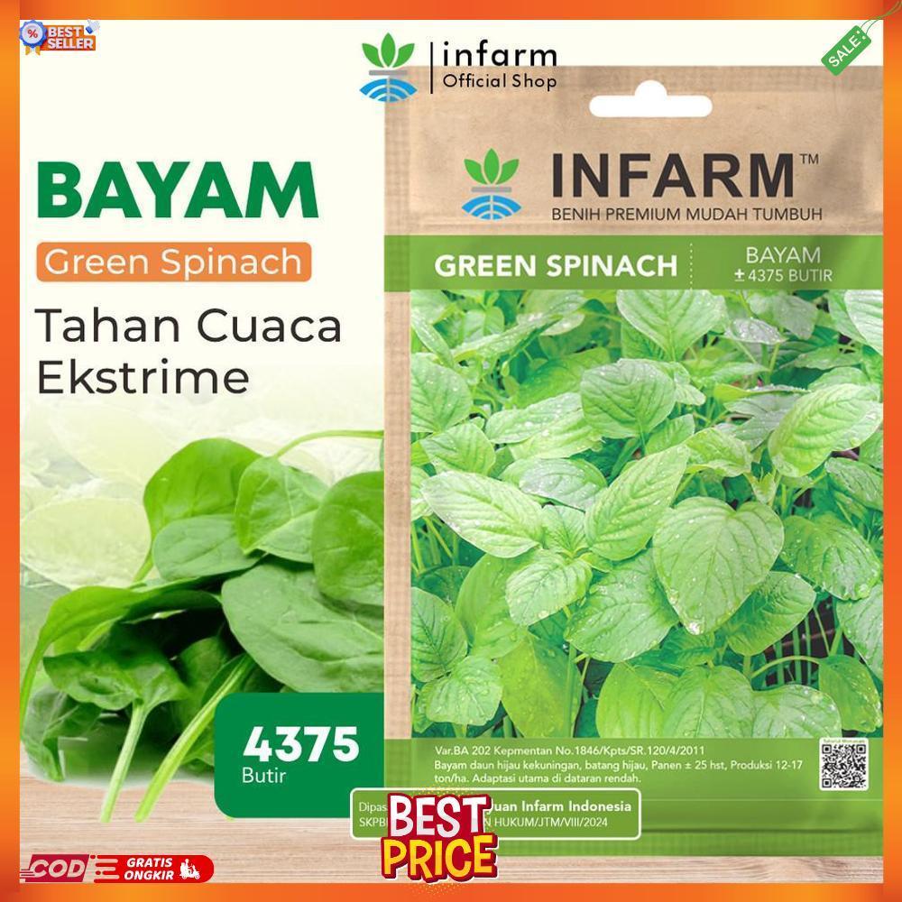 INFARM - Benih Sayur Bayam Hijau, Bibit Super Sayur Bayam Hijau Daun Lebat Bibit Unggul Mudah Tumbuh