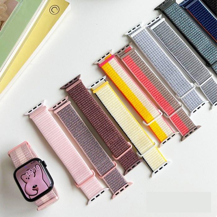 Strap Premium Nylon Loop Apple Watch Series Ultra 11/10/9/8/7/6/5/4 Bahan Nilon Watch Band Iwatch Ta