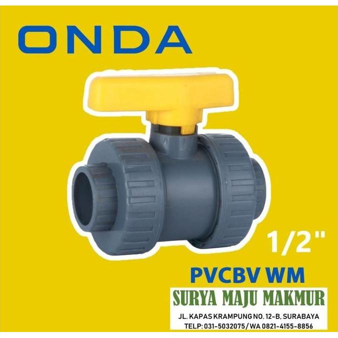 STOP KRAN WATER MUR ONDA PVCBV WM 1/2" INCH PVC BALL VALVE WATERMOOR