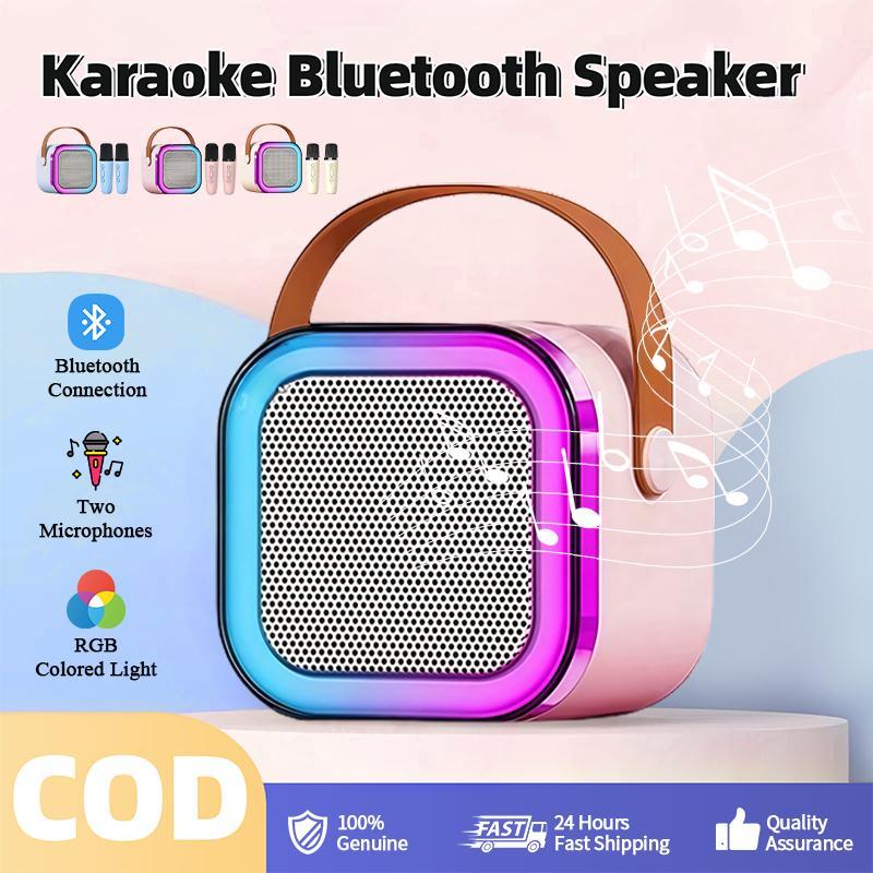 [Cod]  K12 Mini Speaker Karaoke Bluetooth Speaker With 2Mic Karaoke Set Bluetooth Mini Full Bass