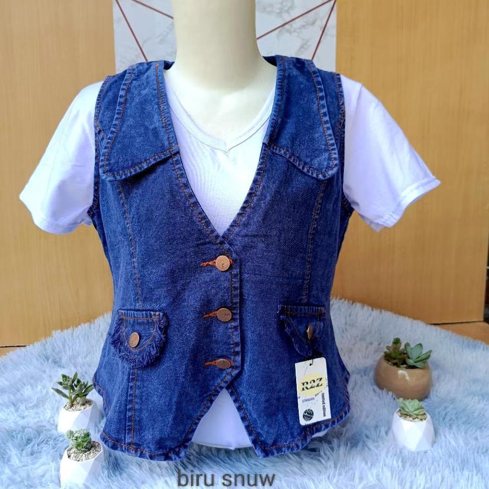 Rompi Vest Mat Denim/Rompi Jean Cewek