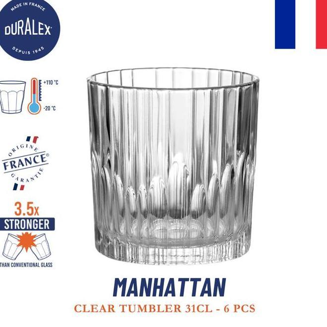 Duralex Manhattan Gelas Kopi Uk 310 Ml Tempered Glass Set Of 6