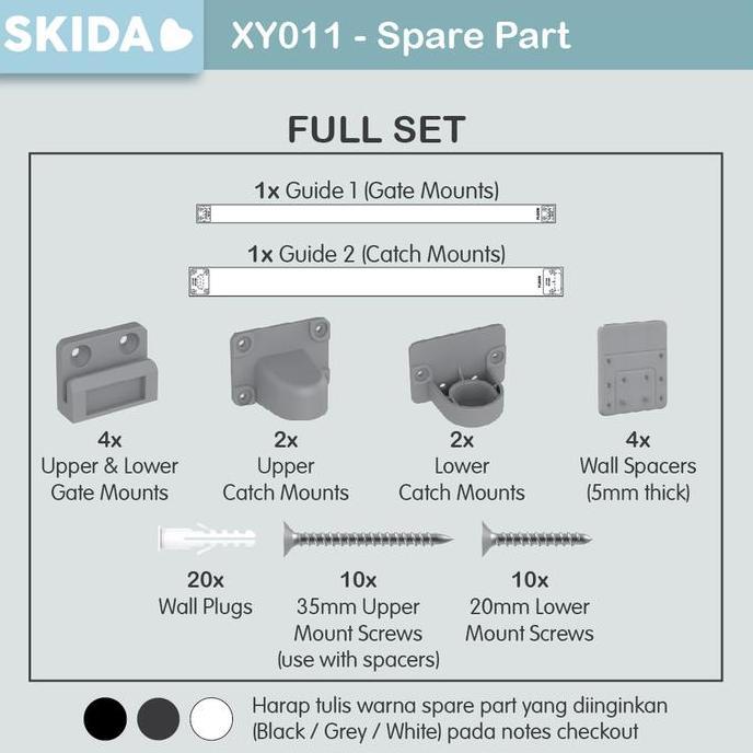 Spare Parts / Installation Kit for XY011 Skida Retractable Safety Gate