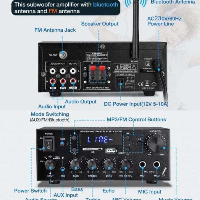(Model Terbaru 2023)Bluetooth EQ  AudioAmplifier KS-33BT NEW2023
