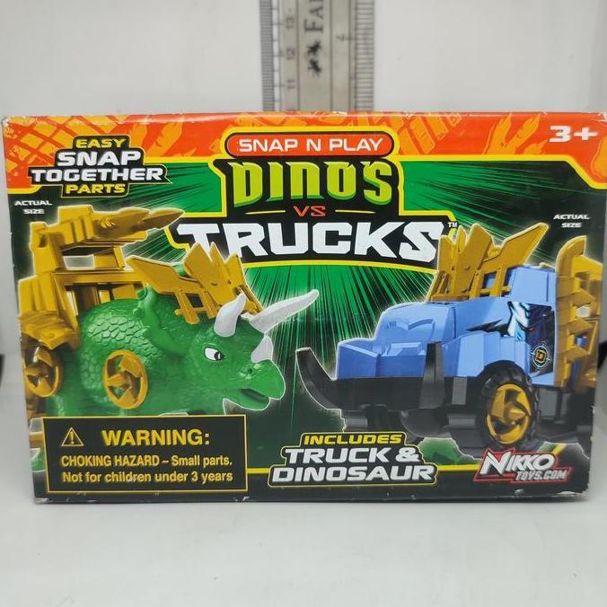 MAINAN ANAK SNAP N PLAY DINOS VS TRUCKS TRICERATOPS B ORI NIKKO TOYS PS99