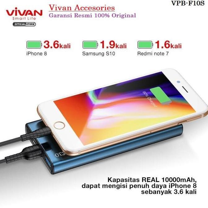 Powerbank Dual USB Vivan Power Bank 10000 mAh 18W VPB-F10S - Biru