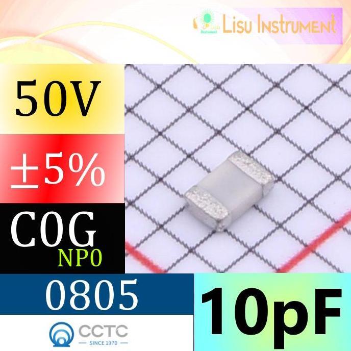MOTRONICS 5 BUAH - 10PF 50V NP0 5% 0805 MULTILAYER CERAMIC CAPACITOR MLCC SMD CCTC TCC0805COG100J500